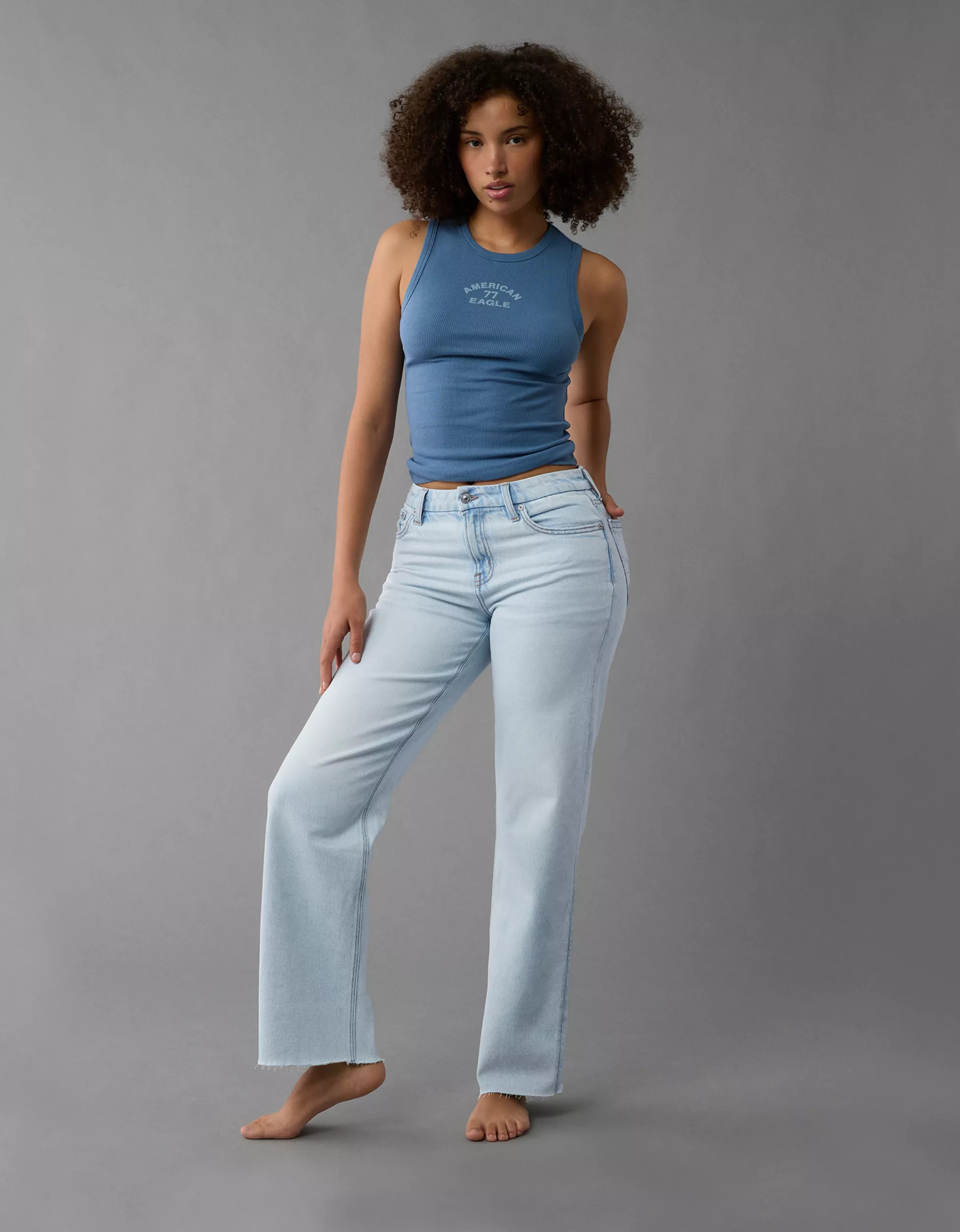 AE Stretch Curvy High-Waisted Stovepipe Jean | American Eagle Outfitters (US & CA)