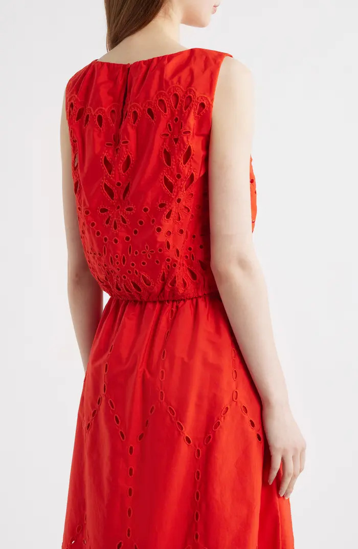 Embroidered Sleeveless Poplin Bubble Top | Nordstrom