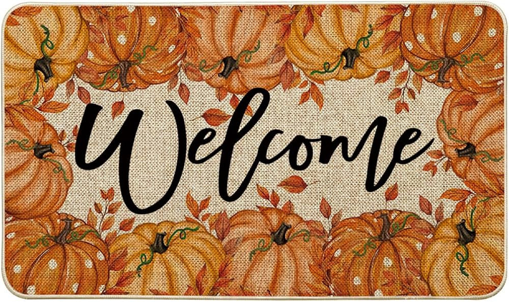 Artoid Mode Orange Pumpkins Maple Leaves Welcome Fall Doormat, Autumn Home Decor Low-Profile Swit... | Amazon (US)