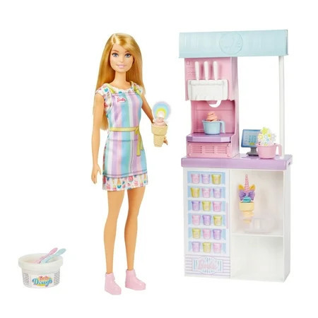 Barbie Careers Ice Cream Shop Playset with Blonde Doll, Ice Cream Machine, Molds, Dough, Accessories | Walmart (US)