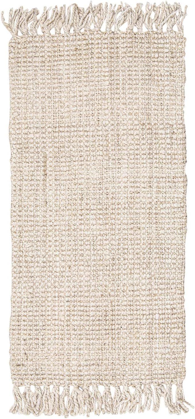 Georgetown Chunky Jute Boucle Natural Rug With Tassels In White 160 x 230 | Amazon (UK)