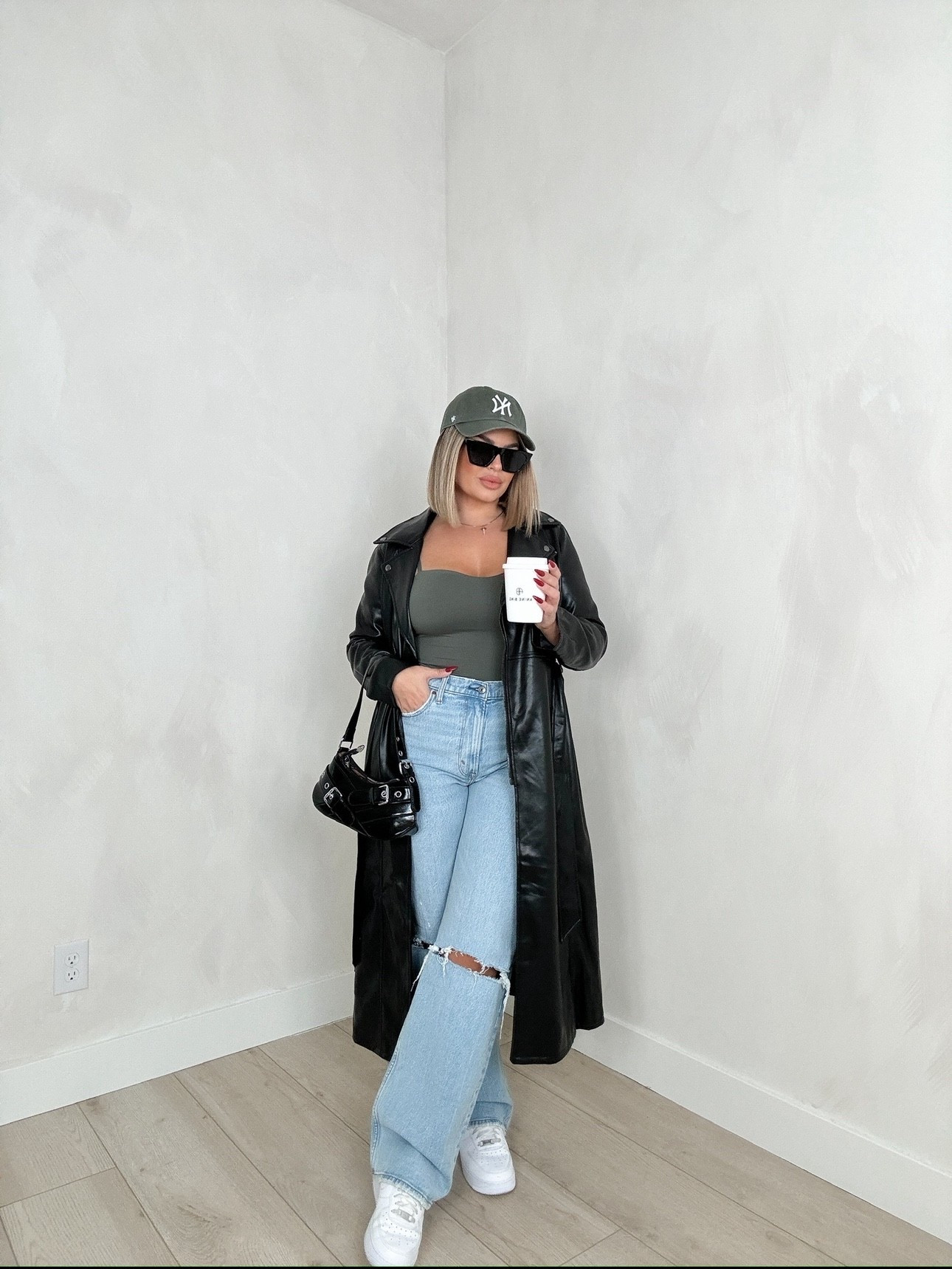 Top L 
Jeans 31L 
Coat linked similar styles mine is old 
Bag is also old no link 


#LTKFindsUnder100 #LTKMidsize #LTKOver40