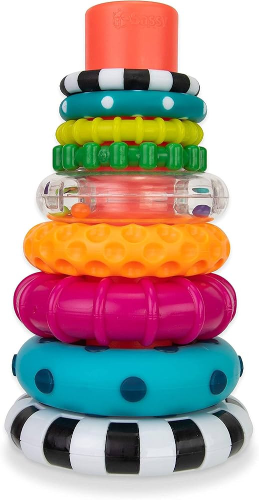 Sassy Stacks of Circles Stacking Ring STEM Learning Toy, Age 6+ Months, Multi, 9 Piece Set | Amazon (US)