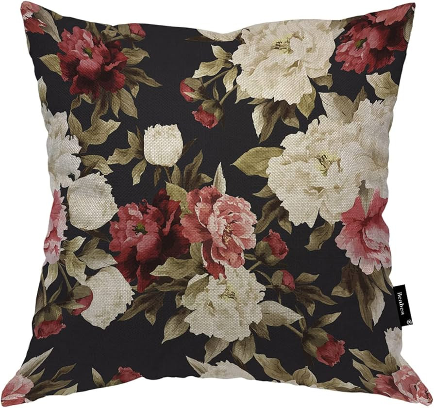 Roses Throw Pillow Covers, Vintage Blossom Red White Rose Flowers Accent Pillow Case Cushion Cove... | Amazon (US)
