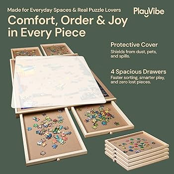 PlayVibe 1000 Piece Puzzle Board with Drawers and Cover - Thanksgiving Puzzles for Adults, Portab... | Amazon (US)