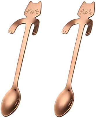BingGoGo Cute Cat, Coffee Spoon,Tea spoon,Stainless Steel,2 PCS (Rose Gold) | Amazon (US)