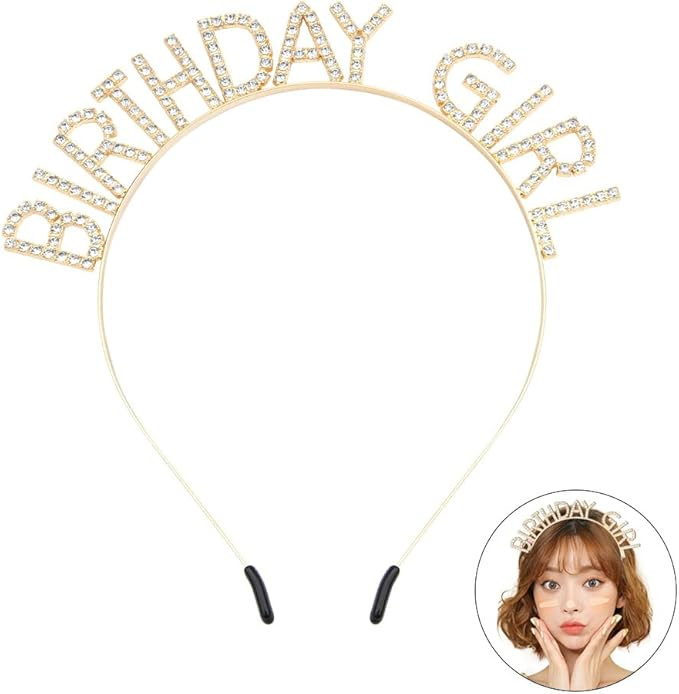 Birthday Girl Tiara and Headband, Princess Crown for Women's Happy Birthday Decoration | Amazon (US)