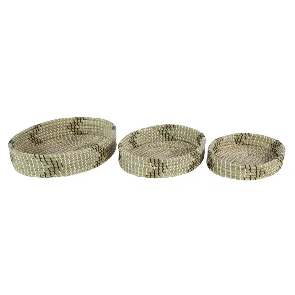 Ojeda Oval Seagrass Wicker 3 Piece Ottoman Tray Set | Wayfair North America