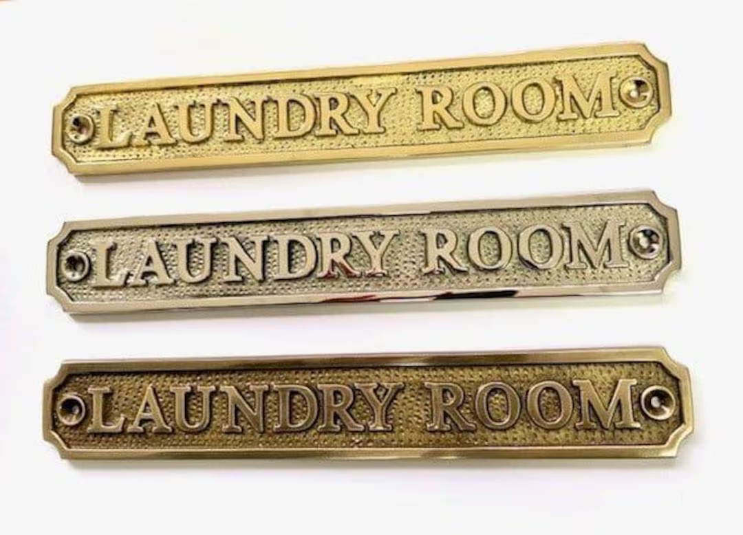 Larger laundry room sign. Really nice traditional solid brass door sign, comes with matching scre... | Etsy (US)
