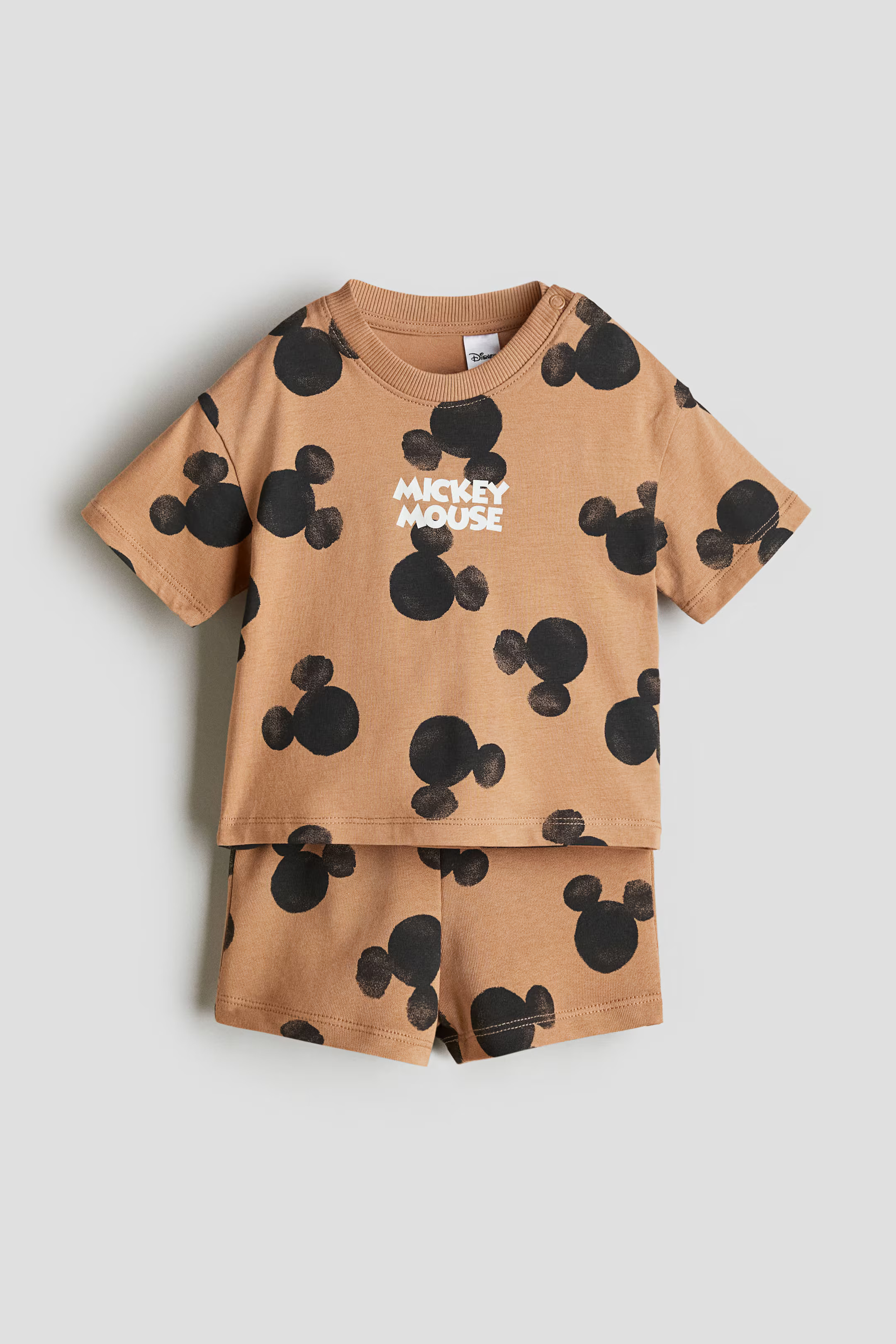 2-Piece Cotton Jersey Set - Beige/Mickey Mouse - Kids | H&M US | H&M (US + CA)