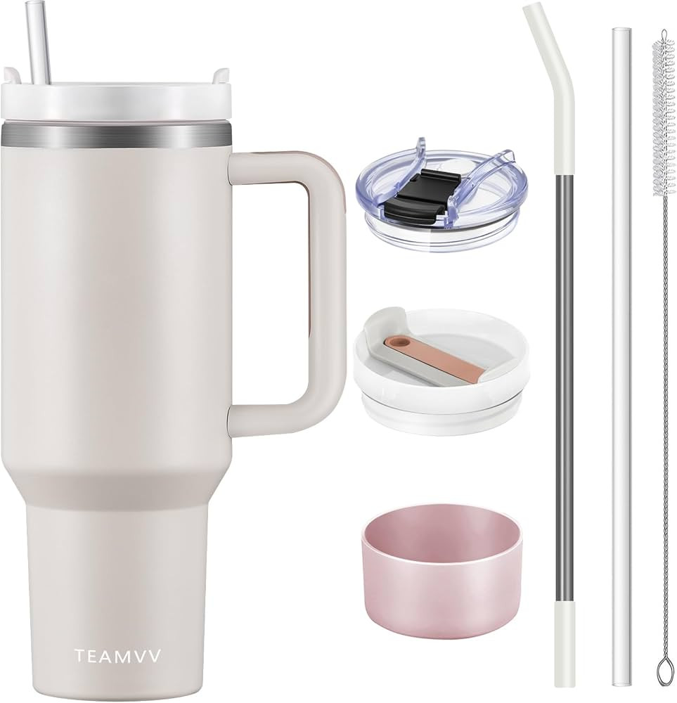 Amazon.com | TEAMVV 40 oz Tumbler with Handle and Straw Lid,Insulated Cup Reusable 304 Stainless ... | Amazon (US)