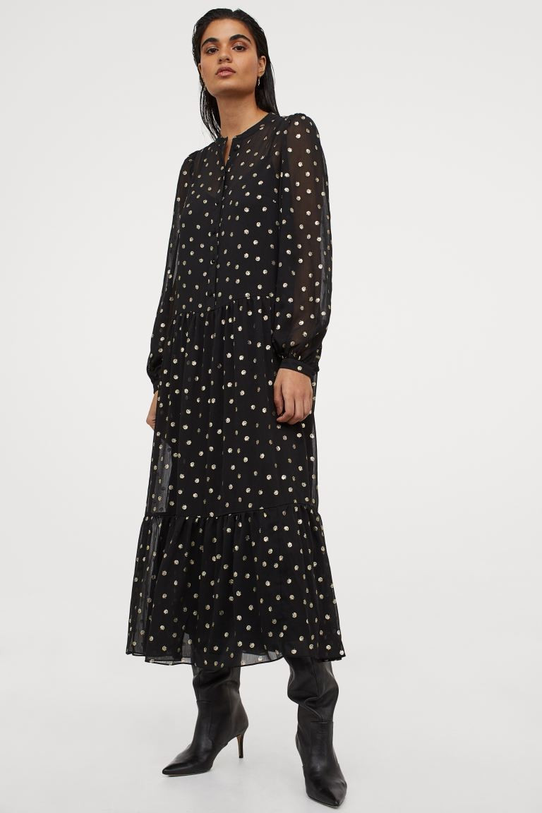 Puff-sleeved chiffon dress | H&M (UK, MY, IN, SG, PH, TW, HK)