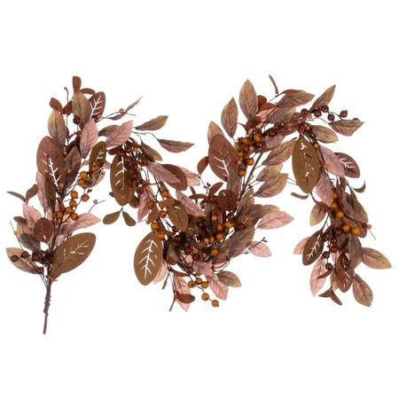 Vickerman 5' Artificial Light Brown Fall Berry and Wood Leaf Garland | Walmart (US)