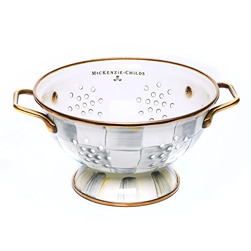 MACKENZIE-CHILDS Enamel Colander, Decorative Kitchen Strainer, Small, Gray-and-White Sterling Check | Amazon (US)