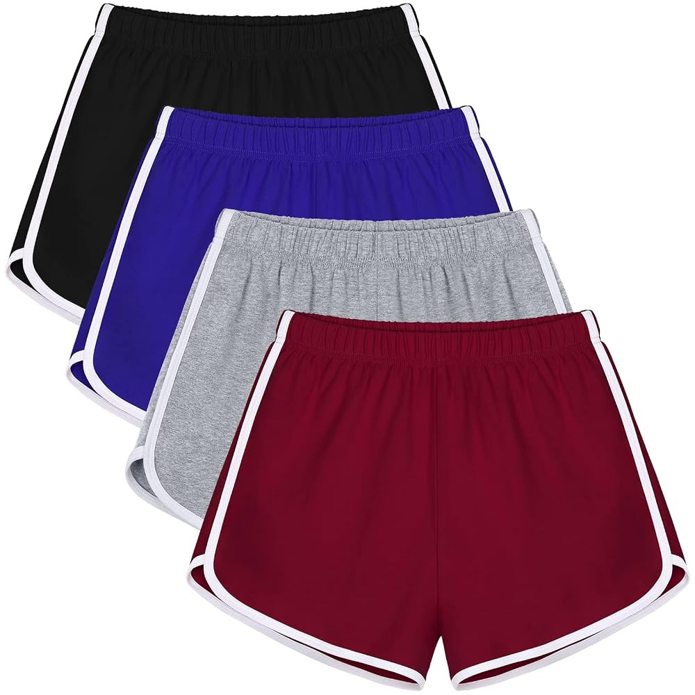 URATOT 4 Pack Women's Cotton Dance Yoga Sports Short Summer Running Athletic Pant Waistband Loose... | Amazon (US)
