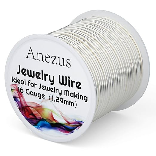16 Gauge Jewelry Wire, Anezus Silver Craft Wire Tarnish Resistant Copper Wire for Jewelry Making,... | Amazon (US)