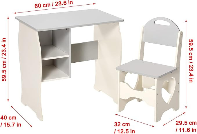 ocinone Kids Desk and Chair Set, Children Study Desk with Storage Shelf, Wooden School Study Tabl... | Amazon (US)