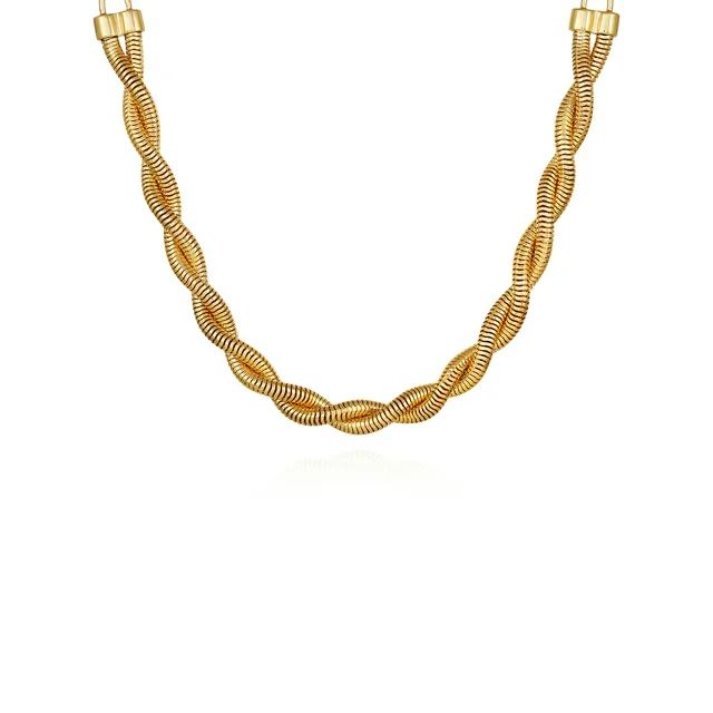 Time and Tru Women's Gold Tone 16" Oversized Twisted Snake Chain Necklace | Walmart (US)