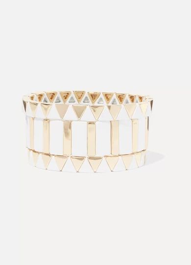 Roxanne Assoulin - Gilded Zig-zag Set Of Three Gold-plated Enamel Bracelets | NET-A-PORTER (US)