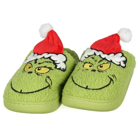 Dr Seuss The Grinch Who Stole Christmas Embroidered 3D Hat Festive Holiday Toddler Rubber Bottom House Slipper OSFM | Walmart (US)