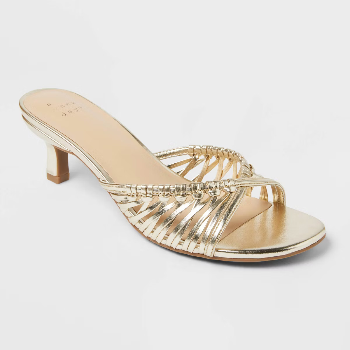 Women's Clarisse Metallic Strappy Kitten Heels with Memory Foam Insole - A New Day™ | Target