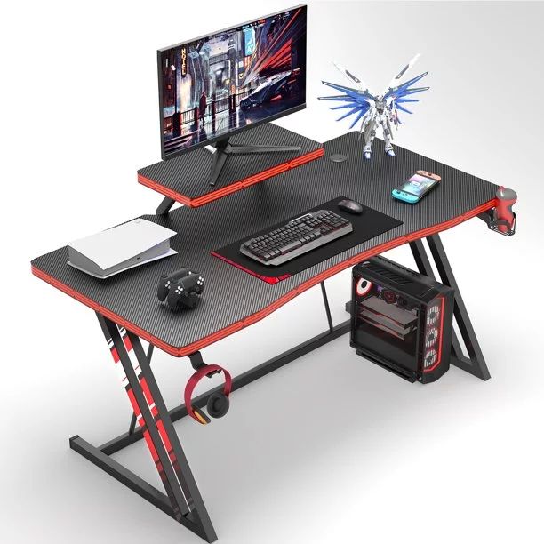 Lacoo 47.2 Inch Gaming Desk Home Office Desk Modern Style Writing Table with Cup Holder Headphone... | Walmart (US)