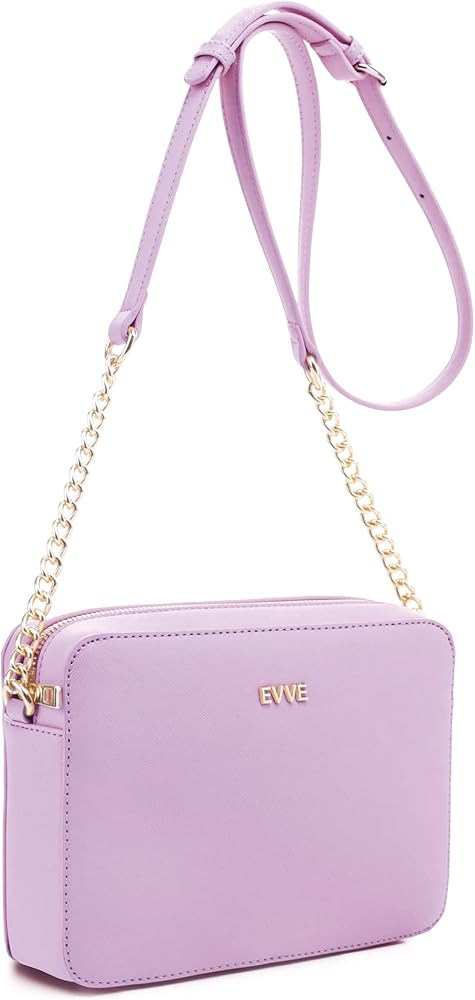 EVVE Women's Saffiano Crossbody Camera Bag Designer Shoulder Purse with Chain and Leather Strap | Amazon (US)