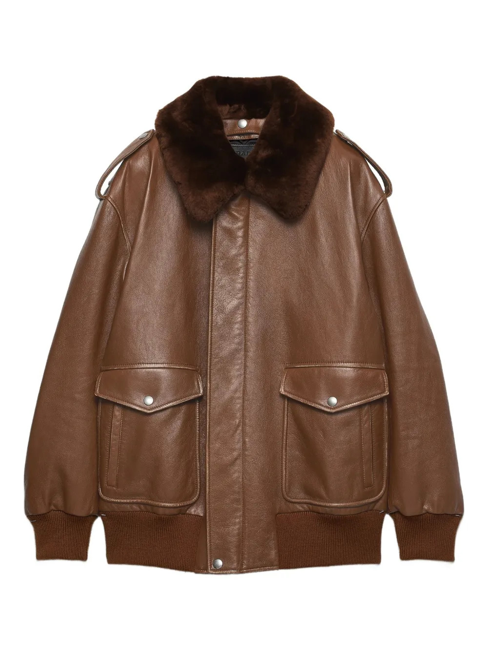 Prada shearling-collar Leather Jacket | Brown | FARFETCH SK | Farfetch Global