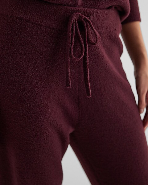 High Waisted Plush Knit Sweater Joggers | Express