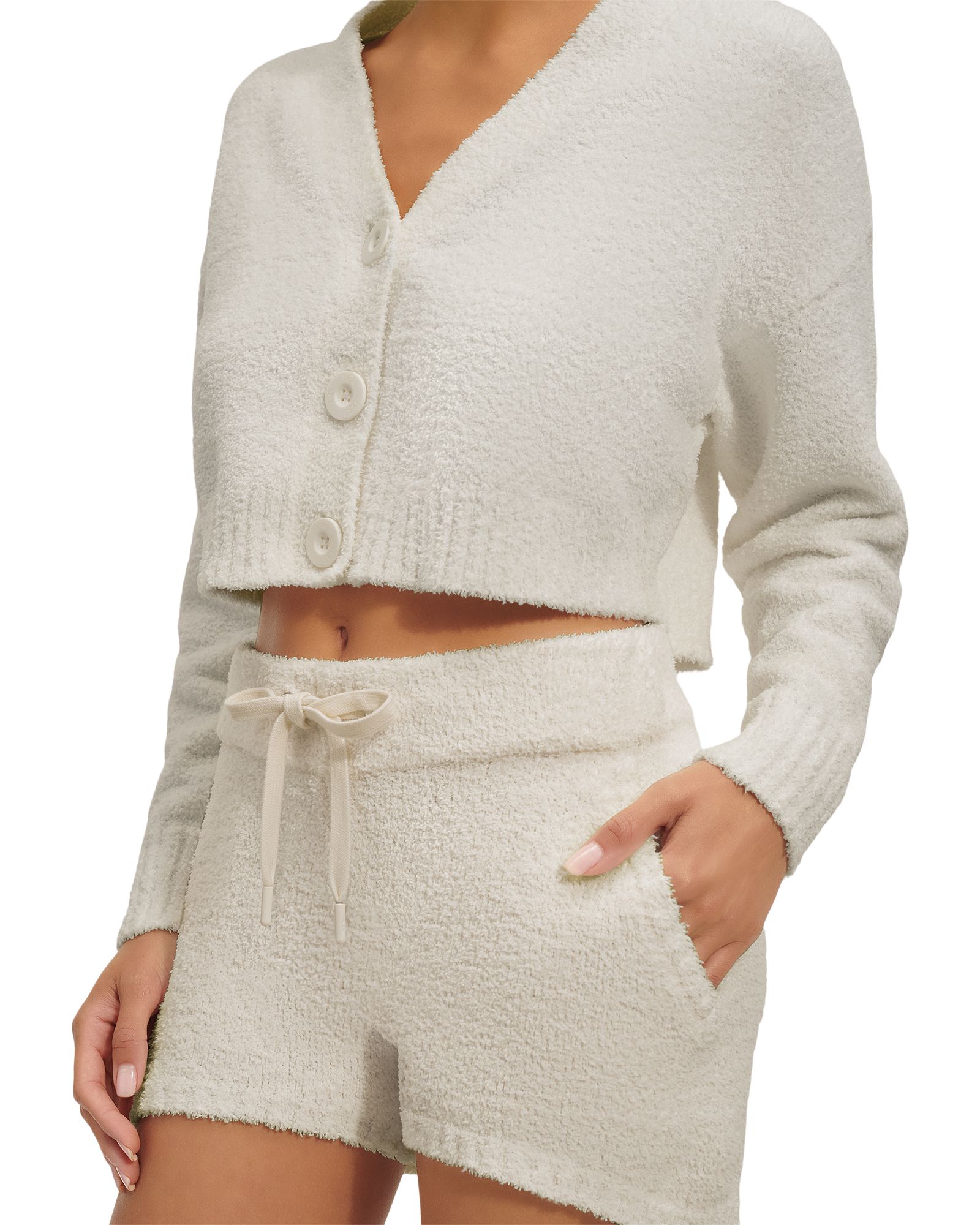 UGG Women's Nyomi Cropped Cardigan Cozy Knit Cardigans in Cream, Size XL | UGG (US)