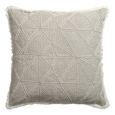 HomeRoots 20" Beige and Ivory Throw Pillow with Embroidery and Fringe | Target