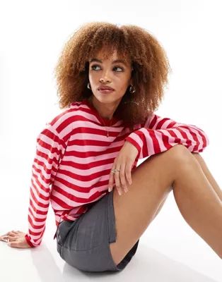 Monki long sleeve top in red and pink stripes | ASOS (Global)