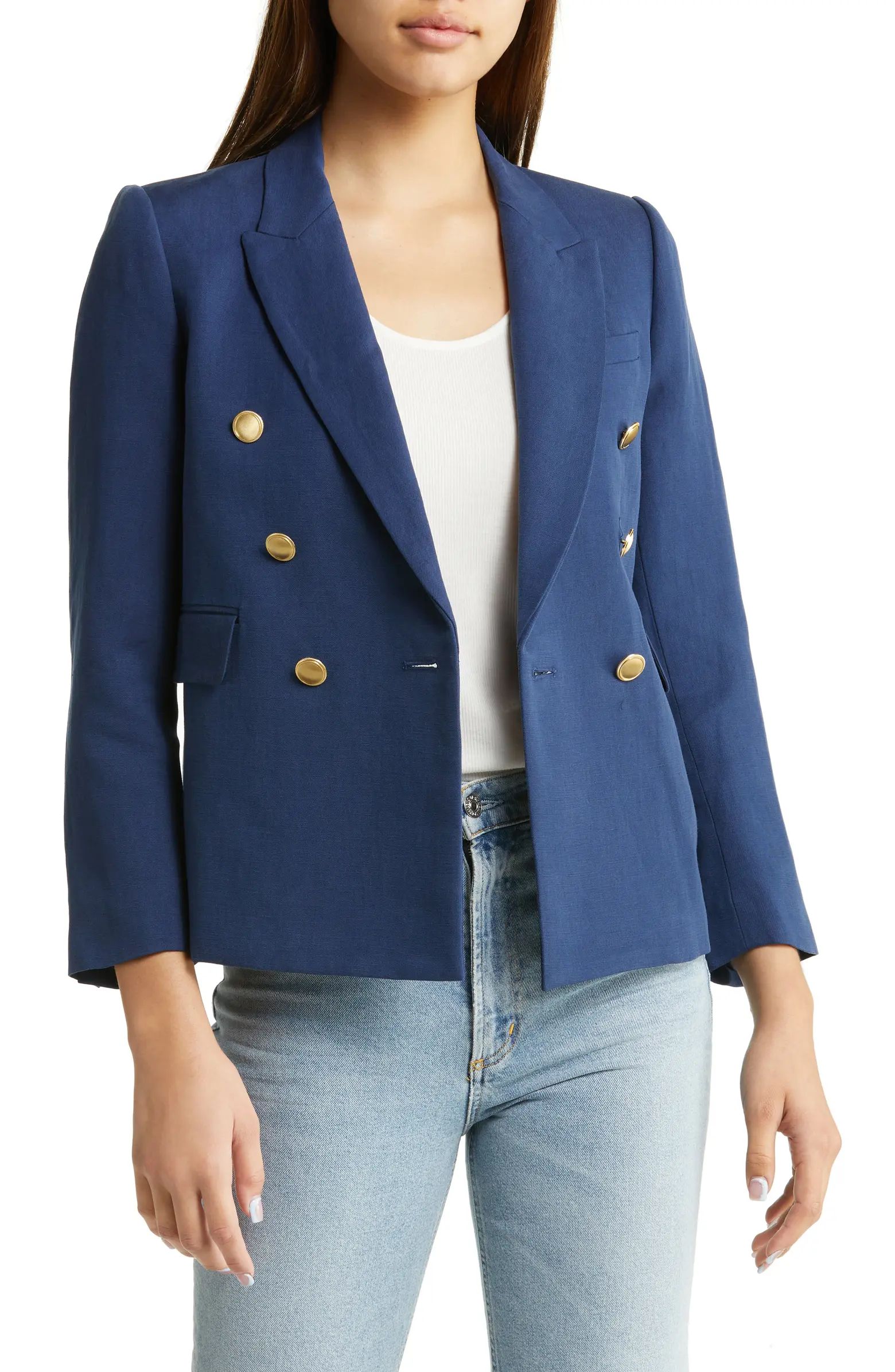 Henry Double Breasted Linen & Silk Jacket | Nordstrom