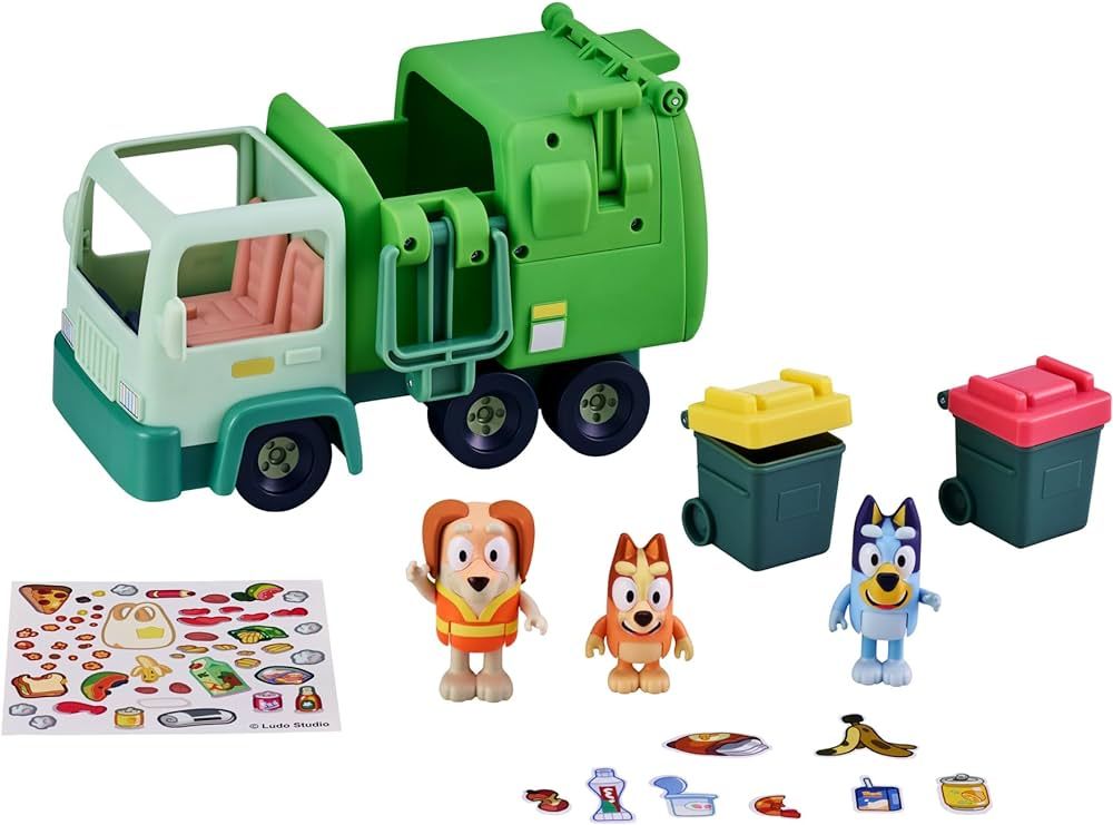 Bluey Garbage Truck - 2.5", Bingo, and Bin Man poseable Figures with Playset | Amazon Exclusive | Amazon (US)