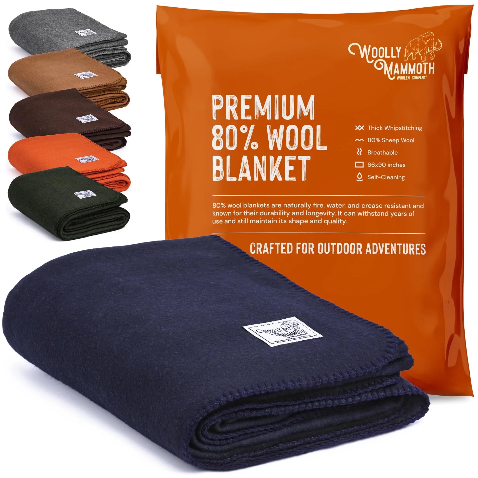 Woolly Mammoth Woolen Company, Rustic, Navy Blue, Merino Wool, Throw Blanket, Adult, 4 lbs 66" x ... | Walmart (US)