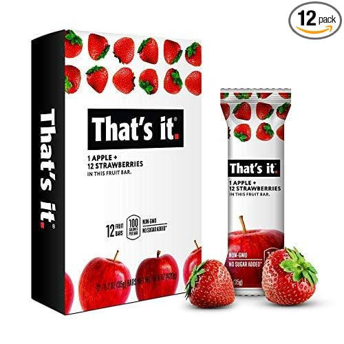 That's it. Apple + Strawberry 100% Natural Real Fruit Bar, Best High Fiber Vegan, Gluten Free Hea... | Amazon (US)