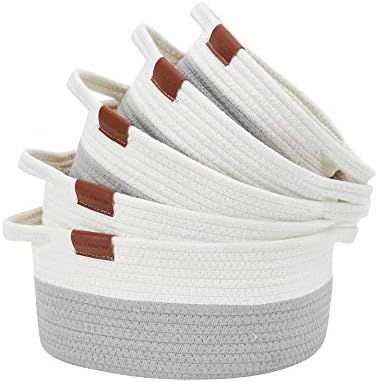 DECOMOMO Small Basket | Rope Baskets for Storage Cotton Woven Basket Bins with Handles for Nurser... | Amazon (CA)