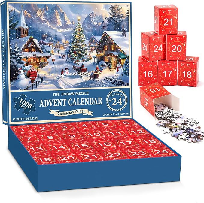 Advent Calendar 2024 Jigsaw Puzzle,24 Box Christmas Countdown Calendar for Adult Kids,Family Game... | Amazon (US)