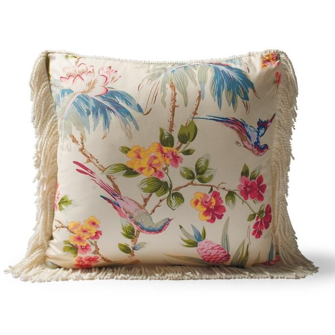 Scalamandre Bird Song Peony Indoor/Outdoor Pillow | Frontgate | Frontgate