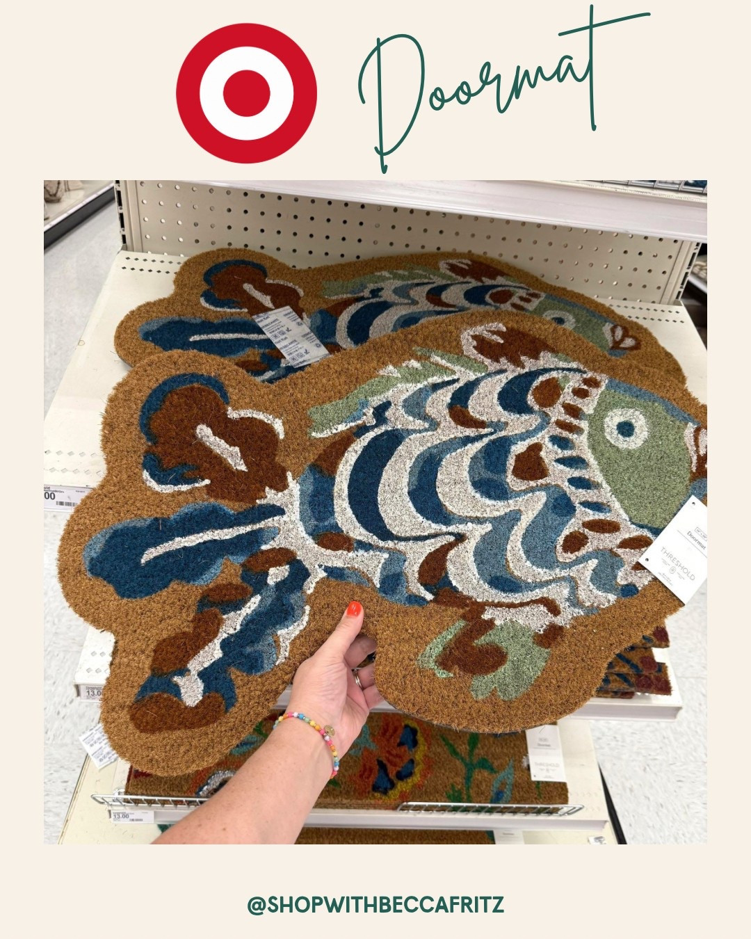 Fresh catch for your front door!
How fun is this fish-shaped doormat from Target?! Perfect for summer and just $13!
Find it linked in my LTK — easy to snag and even easier to love.
#TargetFinds #SummerDecor #Entryway #Doormat 

#LTKHome #LTKSaleAlert #LTKSeasonal