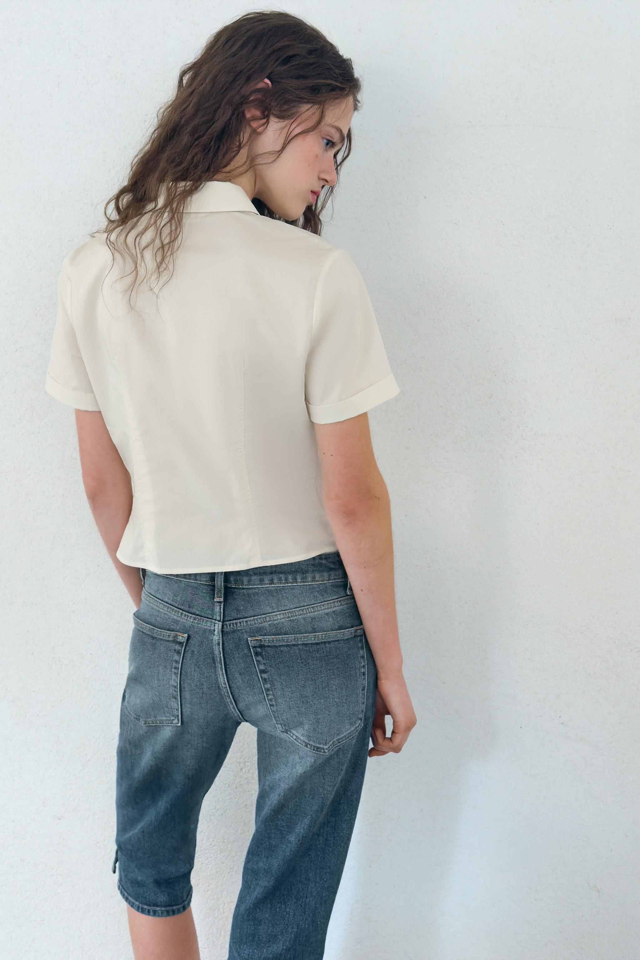 RUFFLED POPLIN SHIRT WITH STUDS | Zara US