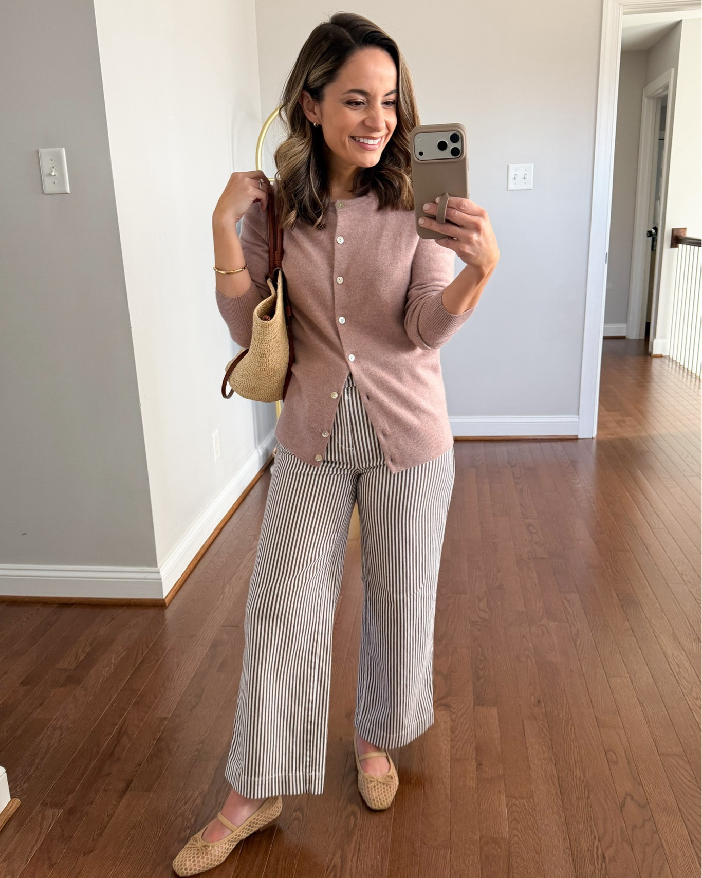 Comfortable flats to wear to work this Summer!

Outfit 1:
Pants (LOFT): petite 00/24 - tts, fabric can stretch with wear so size down if between sizes. No noticeable shrinkage after a wash, also minimal wrinkling in the wash. (Washed in cold, dried on low)
Sweater (Quince): xs
Shoes (JC Factory): true to size

Outfit 2:
Jeans (J.Crew Factory): 24 standard /10.5” rise / 27” inseam (also come in petite)
Striped Button Up Top (Quince): xs 
Ballet flats (Sam Edelman): tts

Outfit 3:
White vest (Aritzia): 0 - sized up
Navy effortless cropped pants (Aritzia): 0 - but should have gone 00, they run large. 11.5” rise (sits relaxed in your frame) / 24” inseam
Shoes (Sam Edelman): true to size

My measurements for reference: I’m 4’10” and 105lbs. My bust, waist, and hip measurement is 32”, 24”, and 36”.

#LTKPetite #LTKSaleAlert #LTKWorkwear