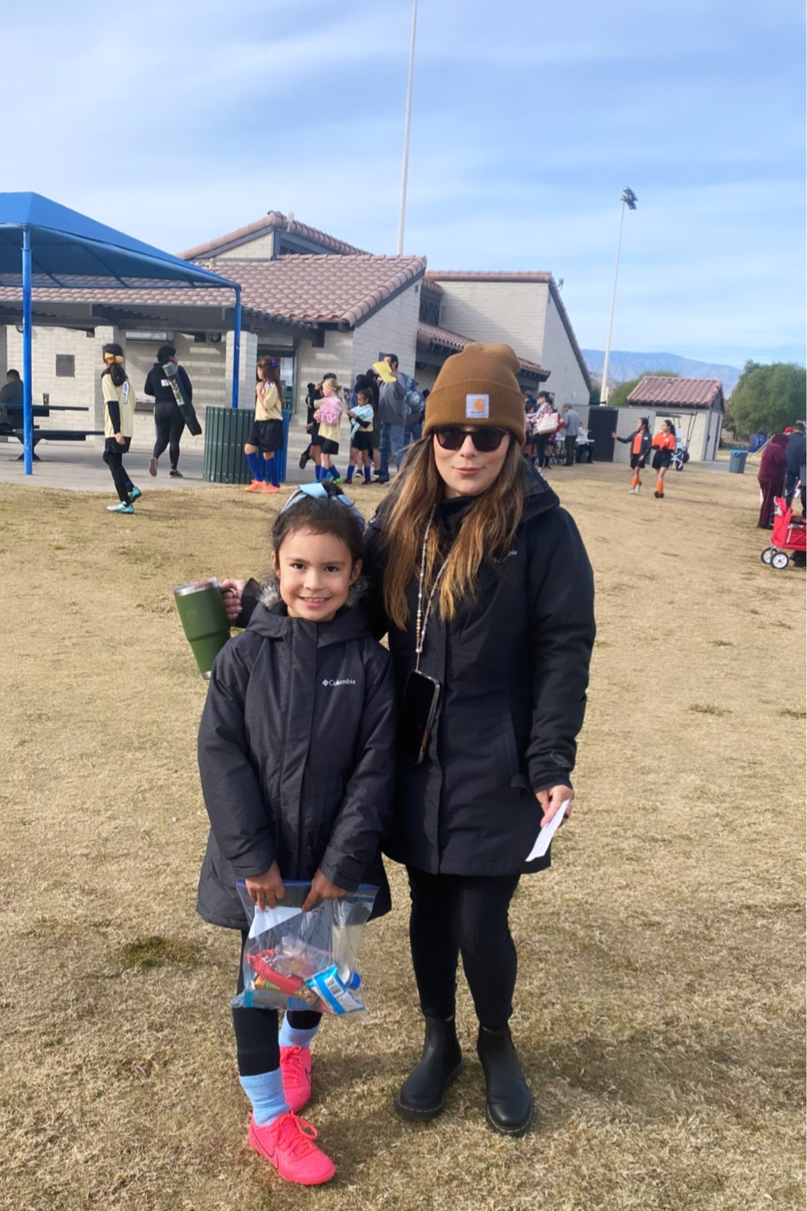 Soccer mom during a cold morning and extra early soccer game with my baby, who happened to score a nice goal, winning the game 🖤
🥅⚽️🏃🏻‍♀️💨
• Columbia jackets 
• Fabletics leggings for mom
• Under Armour leggings for baby girl
• Pink Nike cleats for baby girl 
• Carhartt beanie 
• Dr Marten boots 

#LTKGiftGuide #LTKkids #LTKfit