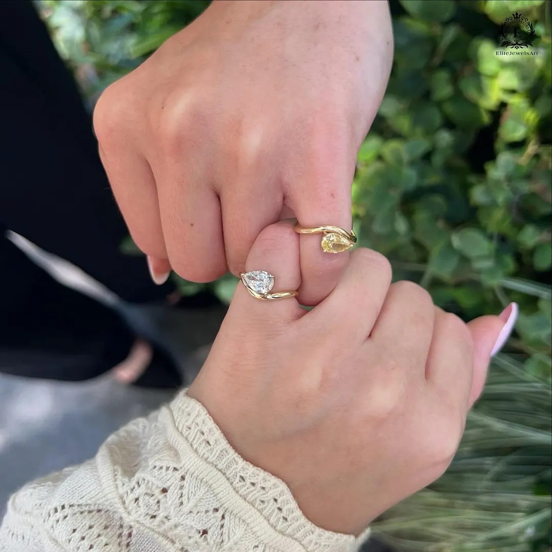 Pinky Promise Pear Cut Diamond Ring | 1 ct Gold Pinky Ring | Best Friend Promise Ring | Dainty Te... | Etsy (US)