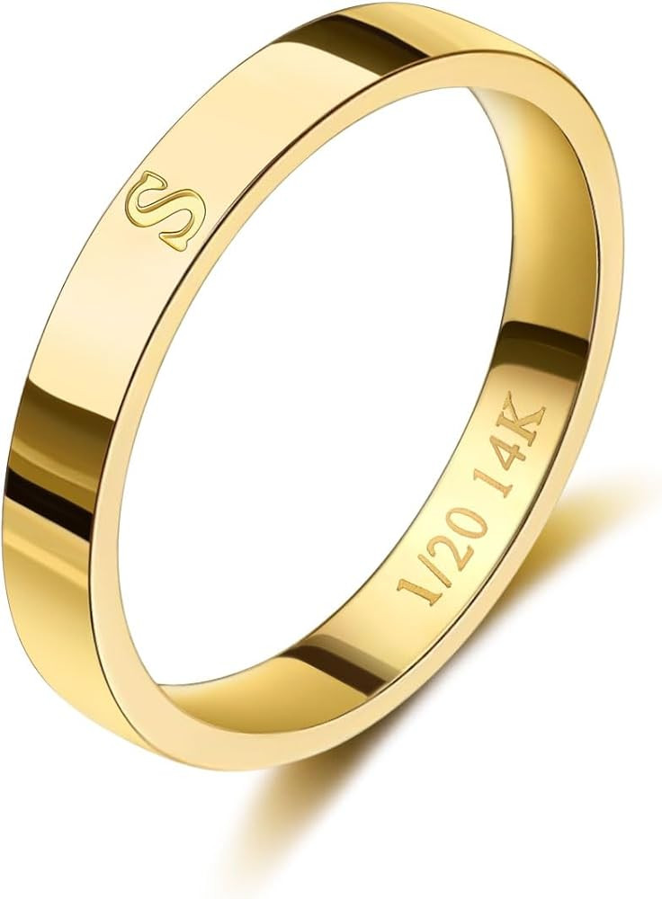 Gold Initial Ring for Women Non Tarnish Dainty 14K Gold Filled Ring Stackable Personalized Letter... | Amazon (US)
