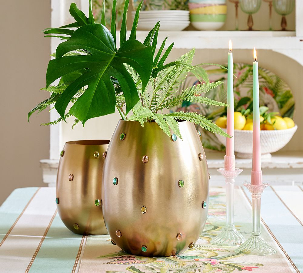 Cynthia Rowley Brass Cabochon Vase | Pottery Barn (US)