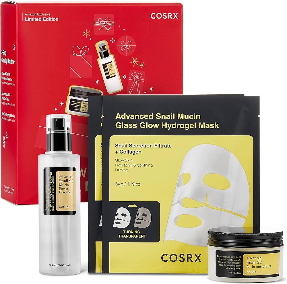 COSRX Snail Mucin Limited Holiday Gift Set with Snail Mucin Repairing Serum, Moisturizer & Collag... | Amazon (US)