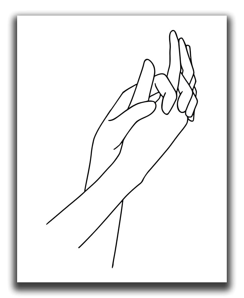 Minimalist Wall Decor - 11x14" UNFRAMED Print - Modern, Minimal Black And White Holding Hands Dra... | Amazon (US)
