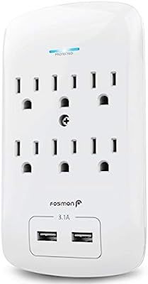 Fosmon 6 Outlet Surge Protector 1200 Joules with 2 USB Ports Charger (3.1A), Multi Plug Outlet Ex... | Amazon (CA)