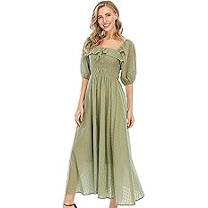 R.Vivimos Women Summer Half Sleeve Cotton Ruffled Vintage Elegant Backless A Line Flowy Long Dres... | Amazon (US)